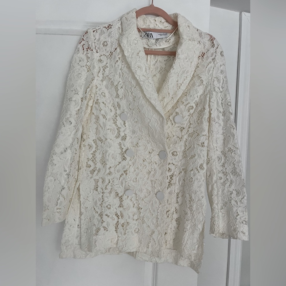 Zara XS Women's Cream Lace Jacket